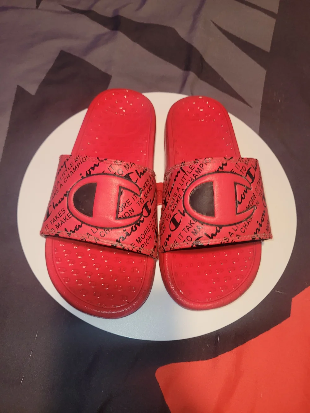 Champion Kids' Red Slide Sandals